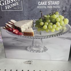 Gibson Home Sereno 12in Glass Pedestal Cake Stand