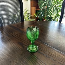 vintage green tulip glass