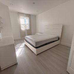 Queen Bedroom Set - White Solid Brazilian Wood Imported Bed Set