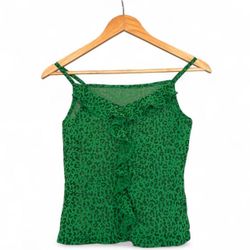 Y2K Green Leopard Top