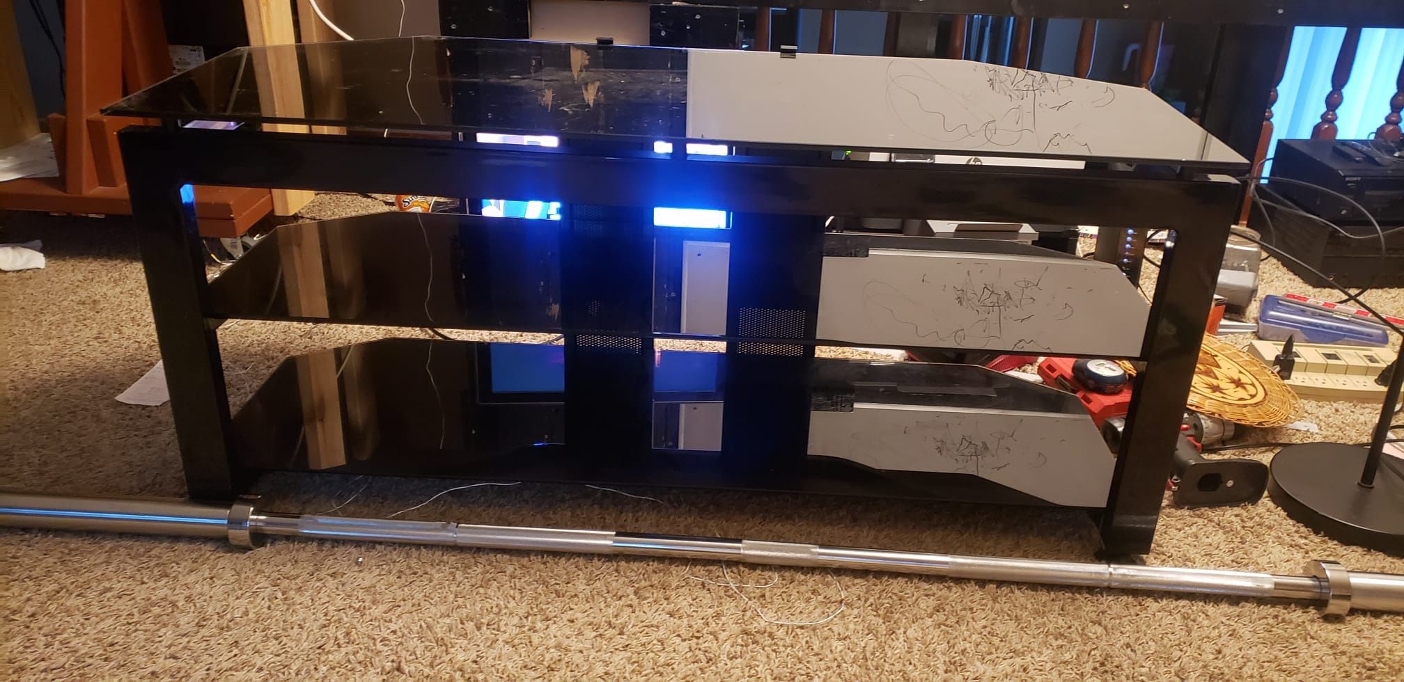3 Shelves Glass tv Stand