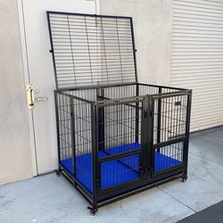 Brand New $280 X-Large 49” Heavy Duty Folding Dog Cage 49x38x43” Double-Door Kennel w/ Divider
