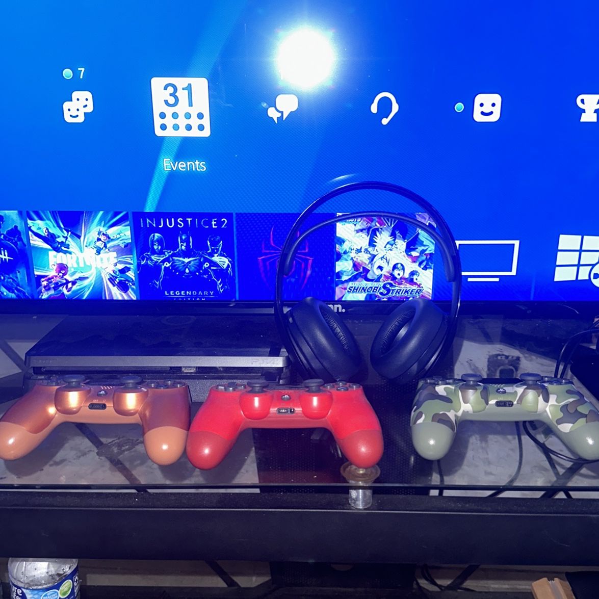 Selling Ps4 W/ 3 Controllers And Wireless Ps5 Headset
