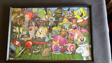 “Sponge Bob Characters” framed poster vintage