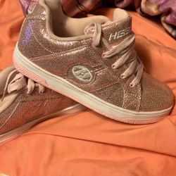 Pink Glitter Heelys Like New  Size 6y 7 Women