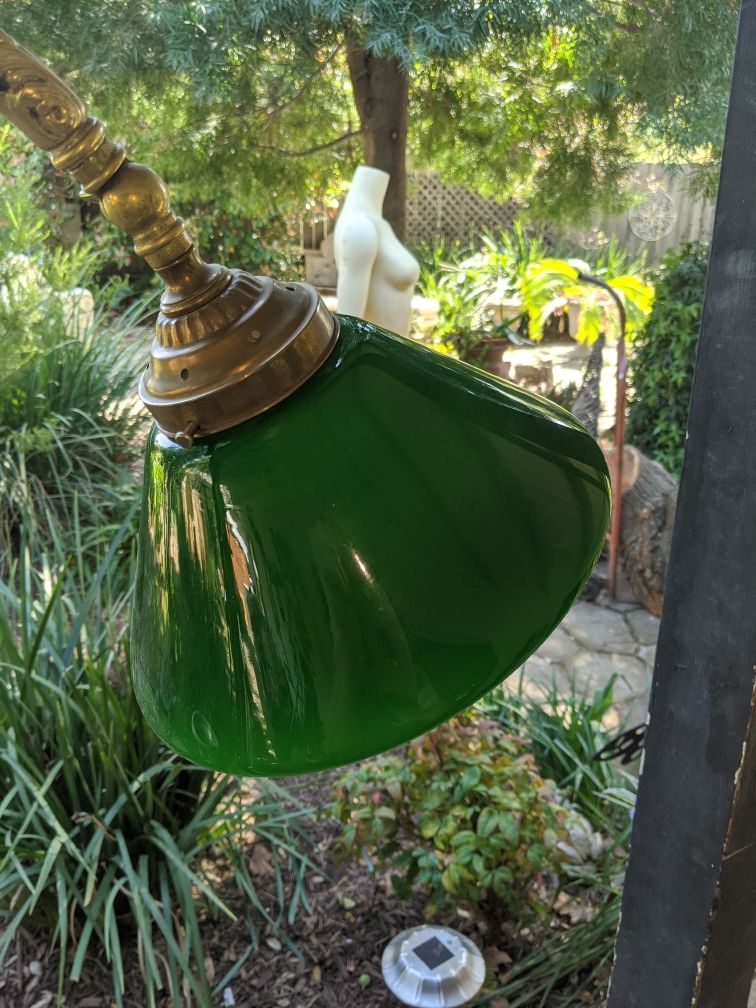 Vintage Cased Green Glass Lamp Shade