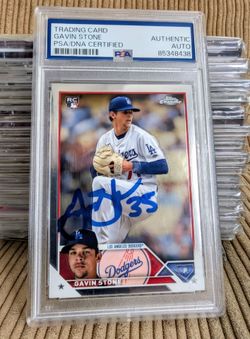 Gavin Stone 2023 Topps Chrome Update RC Refractor Rookie Dodger PSA Auto