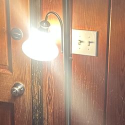 Silver metal floor lamp with separate reading light