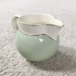 Vintage VILLEROY & BOCH Green and White Porcelain Creamer METTLACH France-Saar