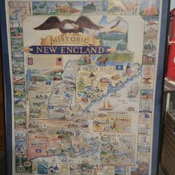 Framed Historic New England States And Symbols 