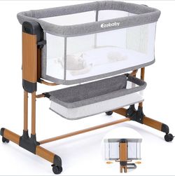 Ezebaby 3-in-1 Rocking Bassinet for Baby Adjustable Baby Bassinets Bedside Sleeper with Wheels Storage Basket and Mesh Sides for Newborn Infant