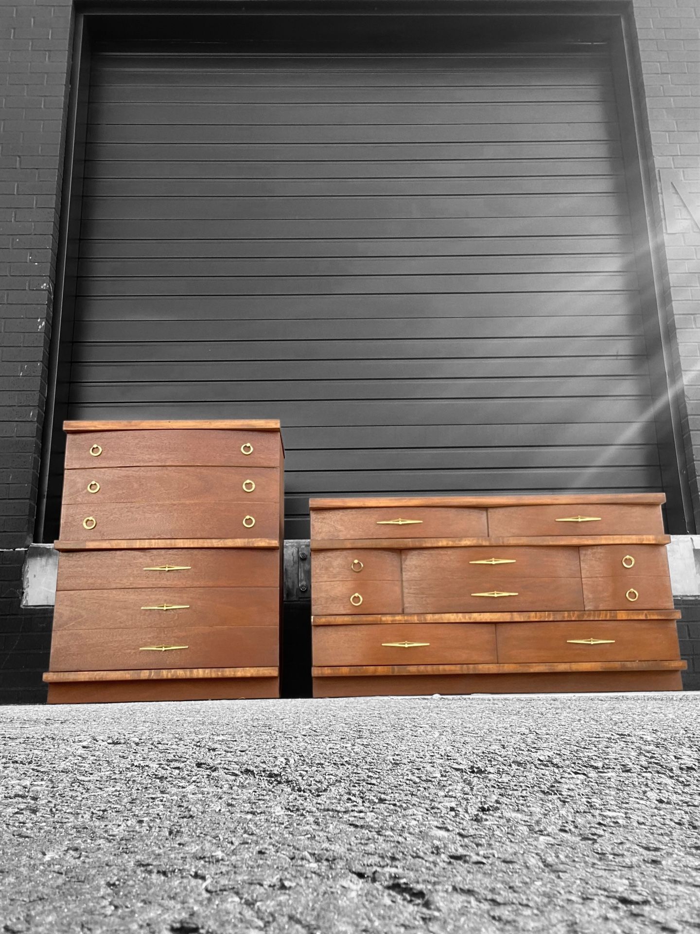 Beautiful MCM Solid Wood Dresser Set