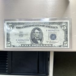 1953A Series-5 Dollar Silver Certificate Note with Blue Seal 