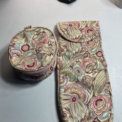 Vera Bradley Curling Iron And Jewelry Pouches Set