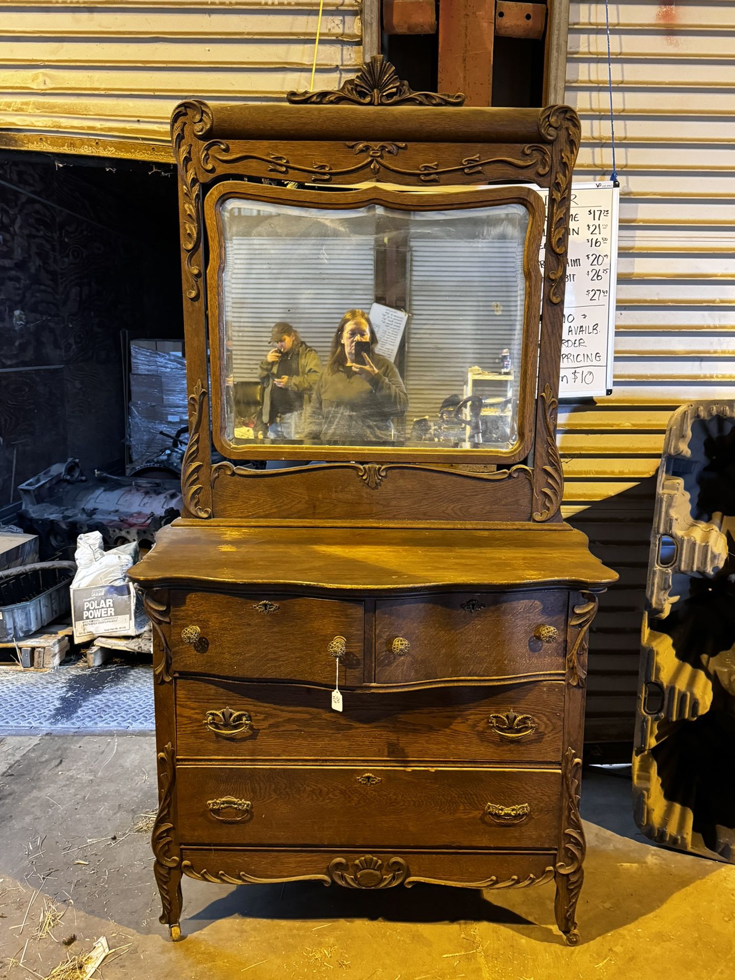 antique vintage dresser and headboard 
