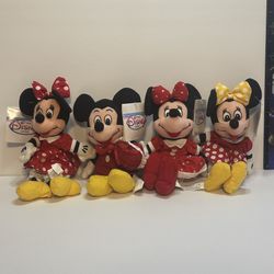 Disney Store Valentine's Mickey Mouse & Minnie Mouse Plush  9"