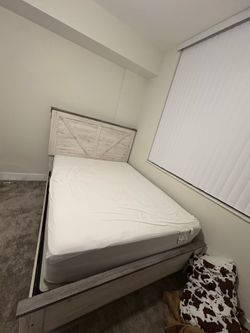 Queen bed frame, Mattress and Mattress protector