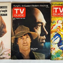 Vintage TV Guide Lot of 3 From 1961 to 1973 Ingrid Berman Football David
