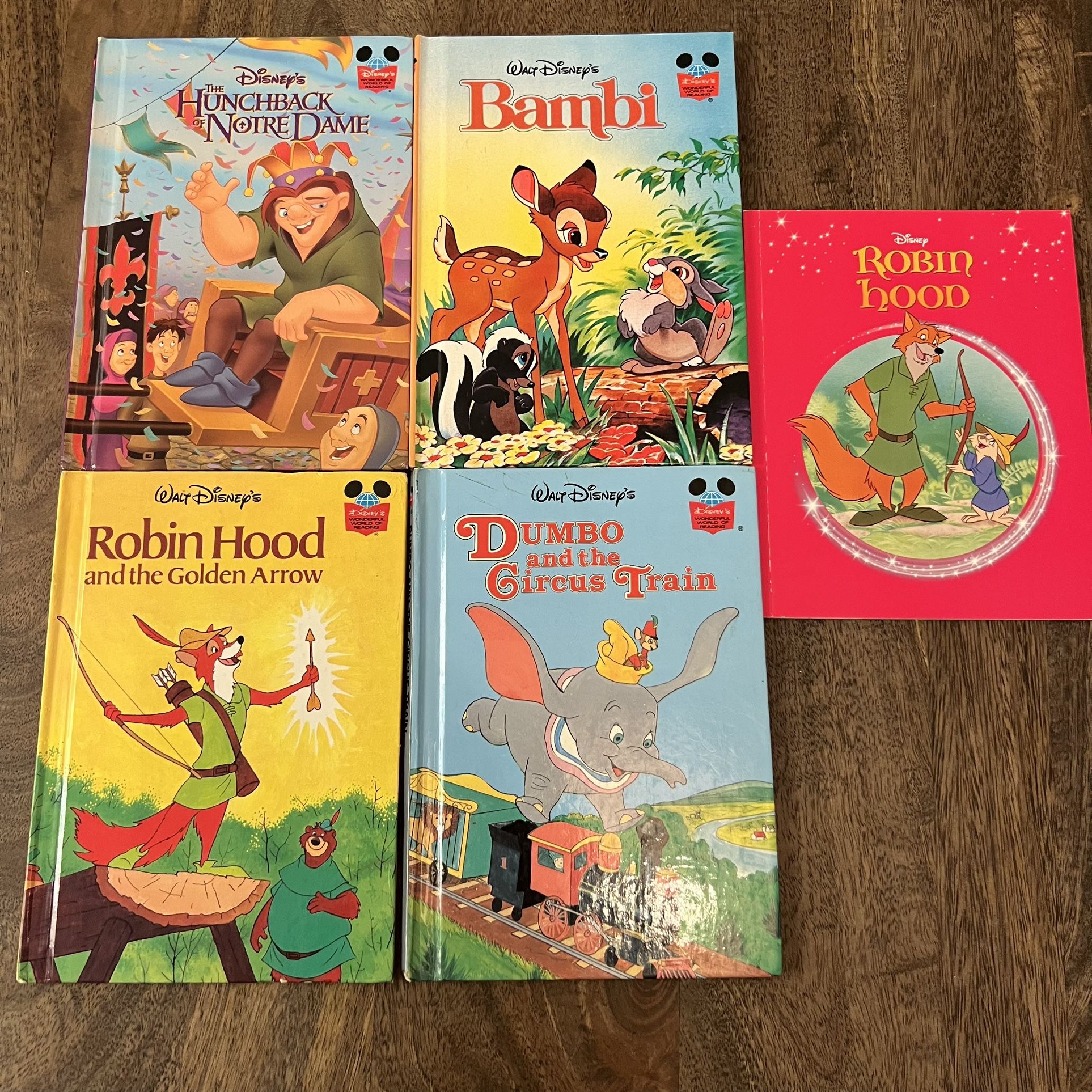 Walt Disney’s Books Robin Hood, Bambi, Dumbo, The Hunchback