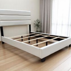 Boyd Sleep Napoli White Faux Leather Full Size Platform Bed Frame