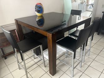 Dining Table Bistro height Italian Black Glass