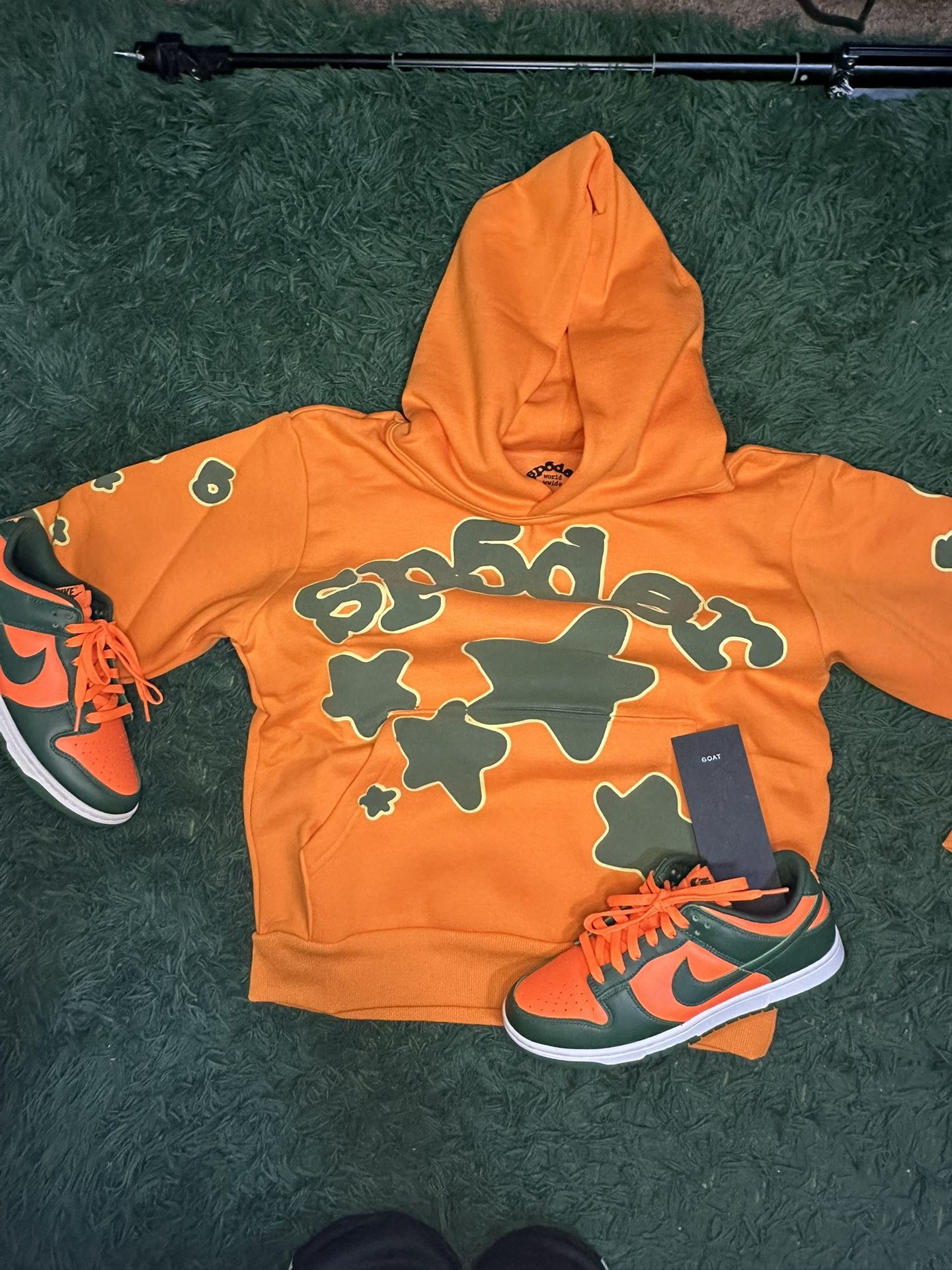 NIKE Dunk Low 'Miami Hurricanes' US Men's 8 / New / SPIDEE HOODIE SIZE SMALL