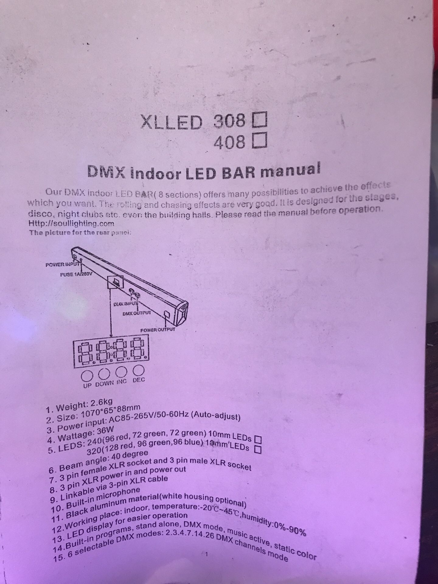 DMX INDOOR LED BAR FOR DJs