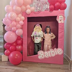 Barbie Custom Life Size Doll Box Backdrop: Pink Party Backdrop 61x48”