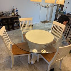 54 Inch Glass Table Four Chairs
