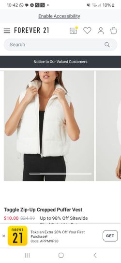 Forever 21 White Puffy Vest