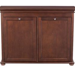 Home Decorators Collection Hampton Harbor 35 in. Double Tilt-Out Hamper in Sequoia