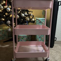 Pink 3 Tier Rolling Cart- TULARE