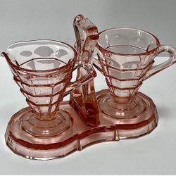 Indiana Glass Art Deco Sugar & Creamer