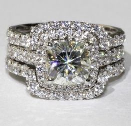 New 10 k white gold wedding ring set engagement ring