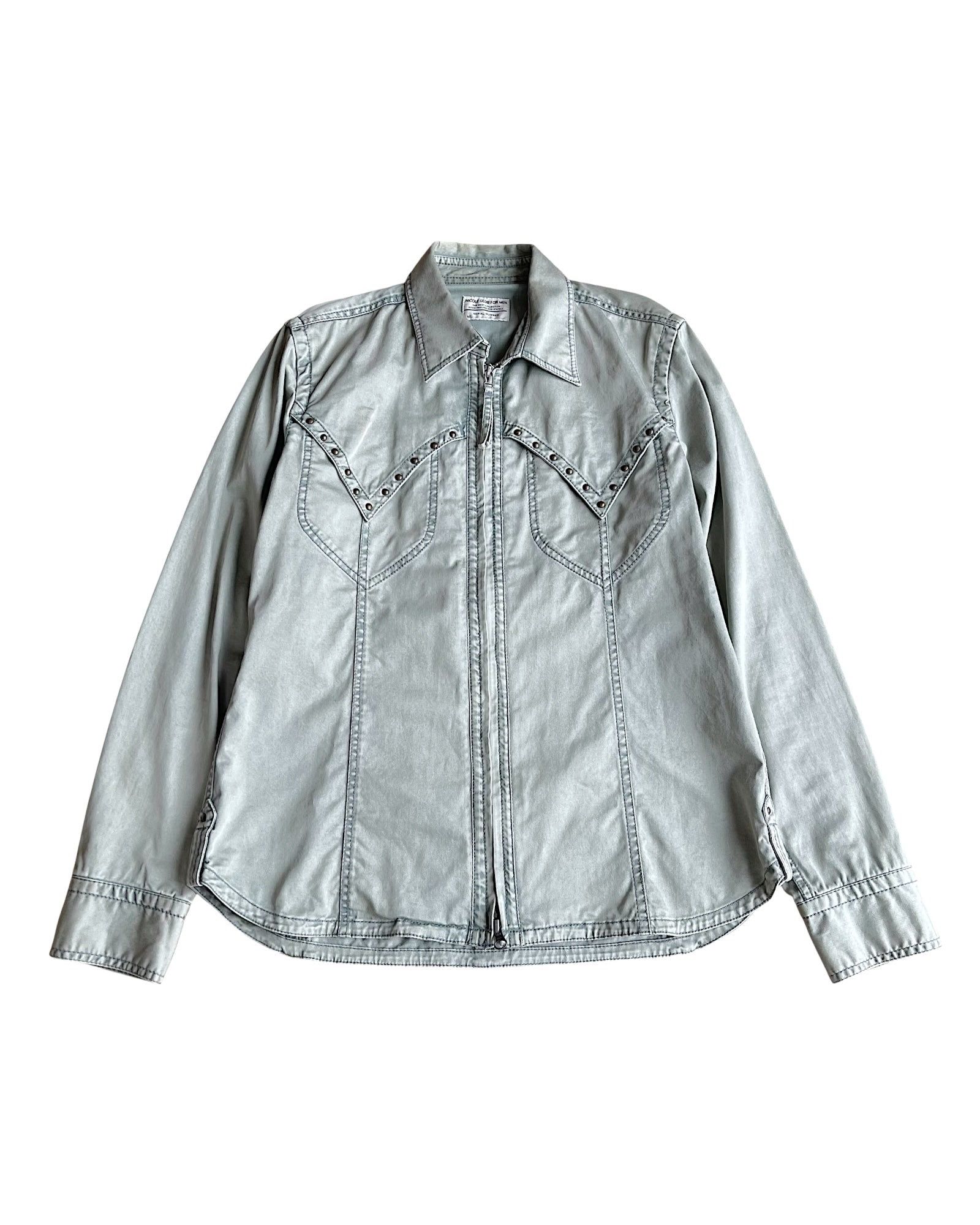 Nicole Club For Men Studded Zip-Up Cowboy Shirt Jacket Size: 48 Medium