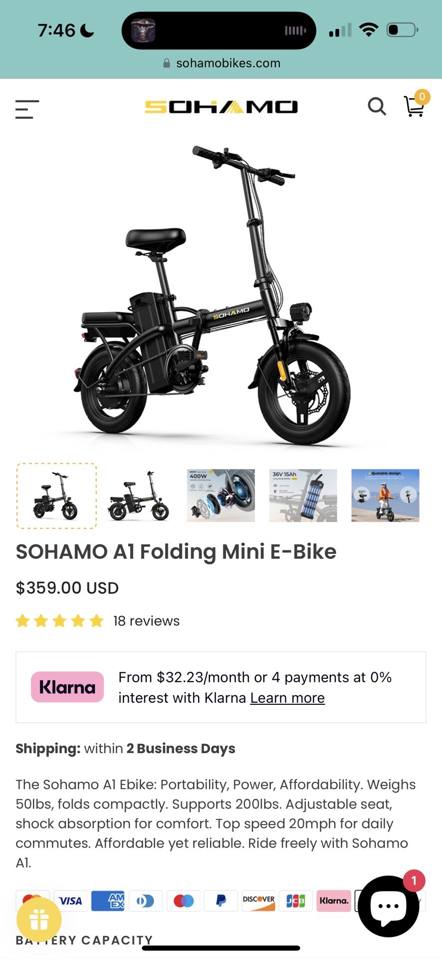 SOHAMO A1 Folding Mini E-Bike