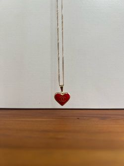 Gold chain - orange heart pendant