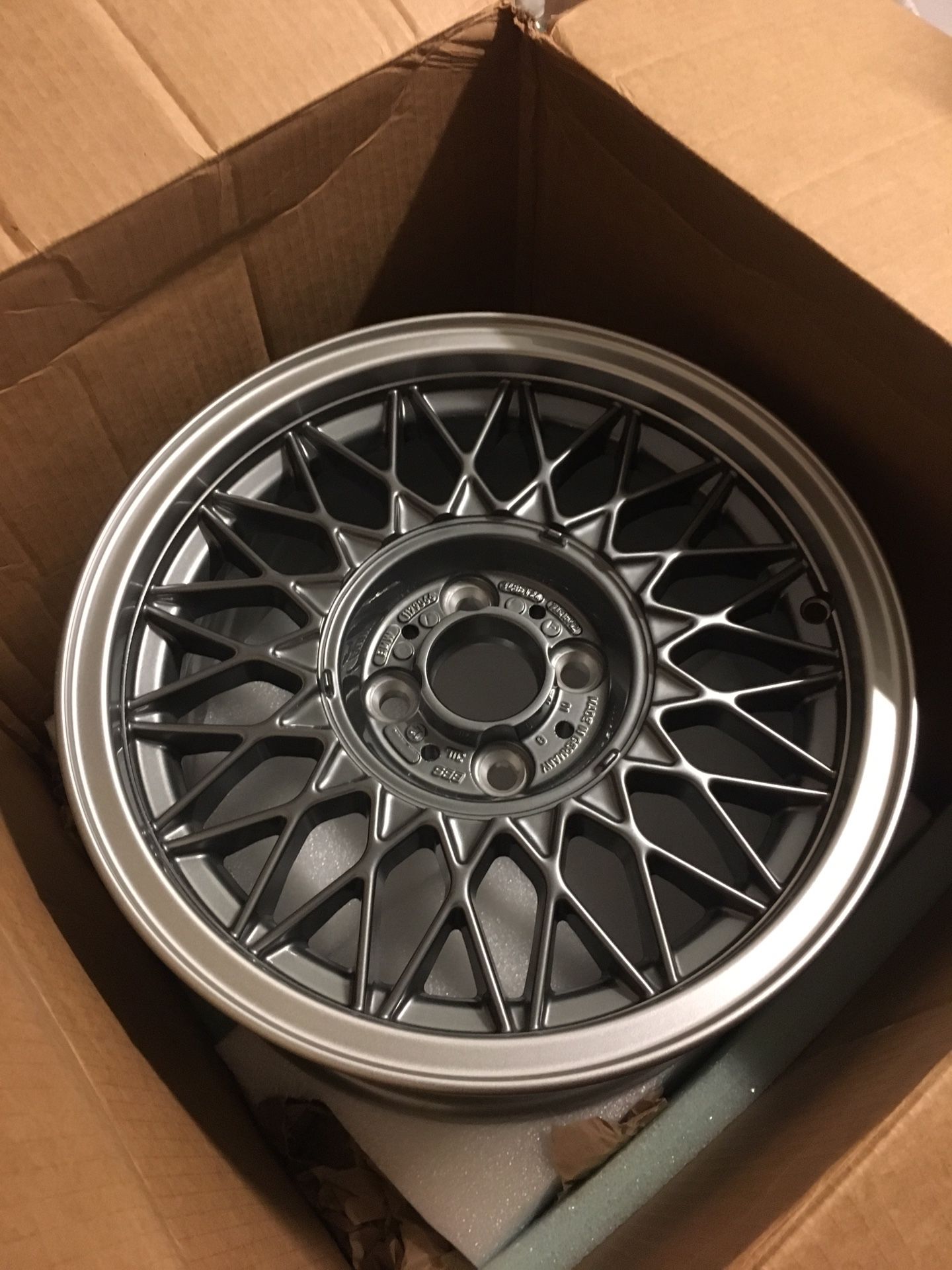 NEW BMW E30 OEM Nogaro Silver Style 5 15" Wheel Set 4x100 Basketweaves