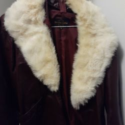 Genuine LEATHER REAL Faux  SOFT FUR SZ.10. JUNIOR OR WOMEN SIZE,AIGNER
