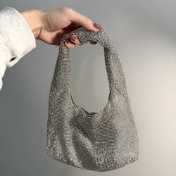 Kara mini crystal mesh armpit bag