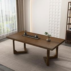 70" Solid Wood Dining Table for 6-8 People, Modern Farmhouse Kitchen Table Rectangular Table for Dining Room, Home Office, Living Room