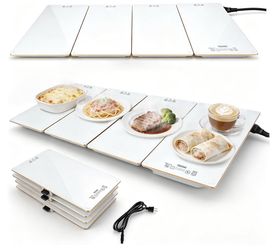Electric Food Warming Tray, 4-in-1 Buffet Food Warmer with 8 Temperature Settings & Timer, 33" x 15" Tempered Glass Warming Mat for Parties, Modular H