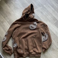 Mens Brown Bandana Hoodie Size Medium 