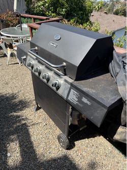 Dyna-Glo 4-Burner Propane Gas Grill Black Stainless Patio BBQ w/ Tank & Utensils