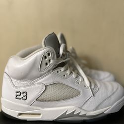 Nike Air Jordan Retro 5 White Metallic Size 11