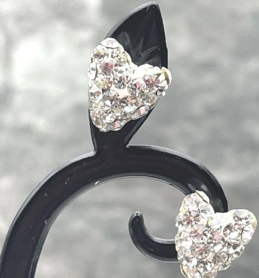 10k Yellow Gold Heart Shaped Rhinestone Earrings .8g