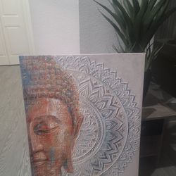 Buddha Canvas Wall Art: 3D Mandala Flower Blossom Buddha Painting 