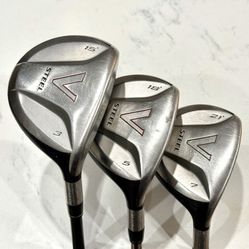 TaylorMade V Steel Fairway Wood Set 3 Wood/15° 5 Wood/18° & 7 Wood/21° Stiff Flex MAS2 Graphite