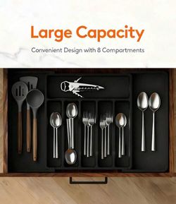 Efficient Space-Saving Storage Tray, Expandable And Adjustable Width Design, Minimalist Storage Box, Multi-Functional Utensil Drawer Organizer, Kitche