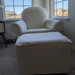 Pottery Barn Swivel Glider And Ottoman 